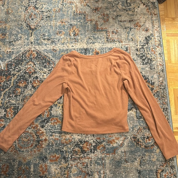 Thin aerie sweater shirt. Light burnt orange. - Picture 2 of 3